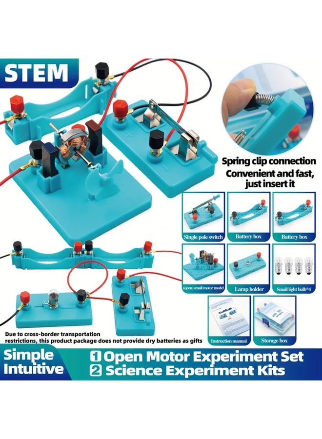 مجموعة تجارب الفيزياء الزرقاء STEM نموذج تعليمي لبناء دائرة المحرك - Image 4